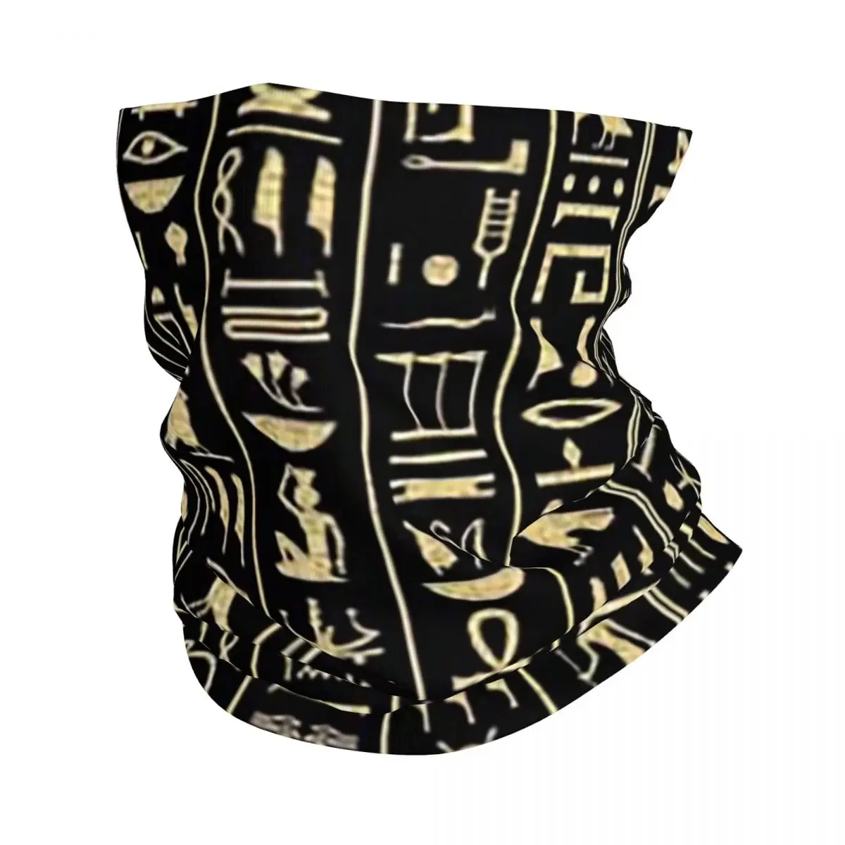 Black & amp Gold Hieroglyphics Bandana Neck Cover Printed Wrap Scarf Warm FaceMask Riding For Men Women Adult Breathable