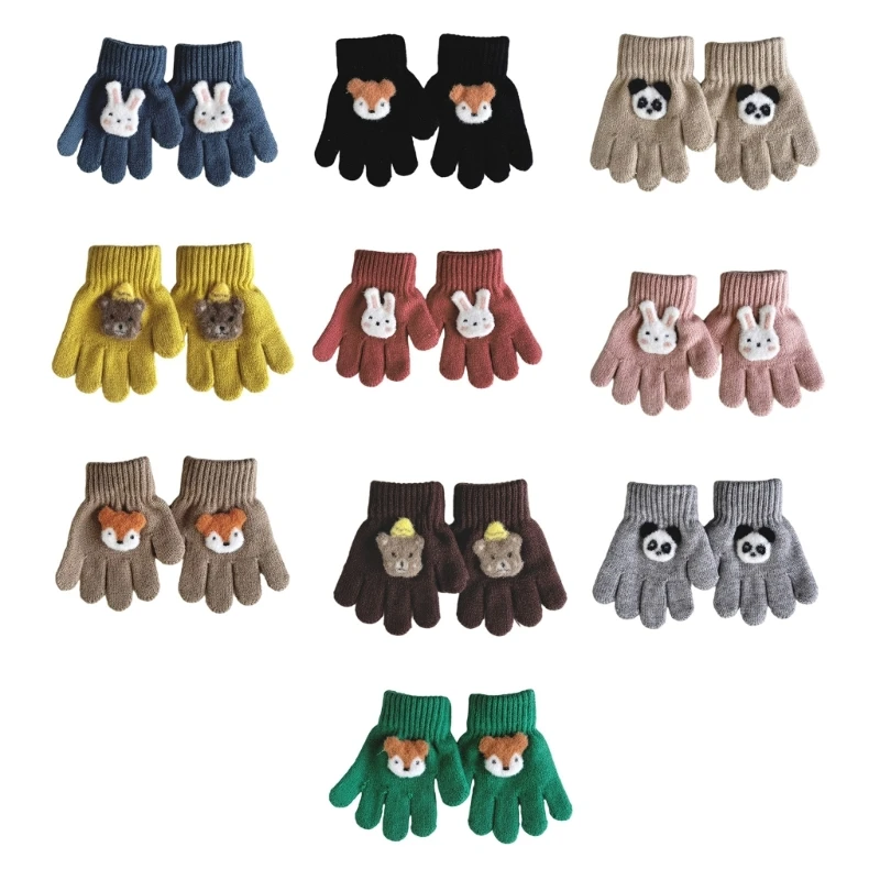 1 Pair Cartoon Kids Gloves Soft & Breathable Knitted Mittens for Boys Girls