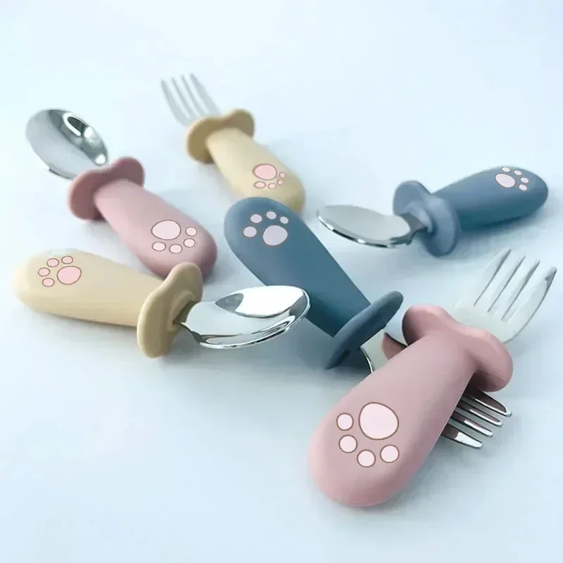 

Cartoon Baby Tableware Set Children Utensil Stainless Steel Toddler Dinnerware Cutlery Cartoon Infant Food Feeding Spoon Fork