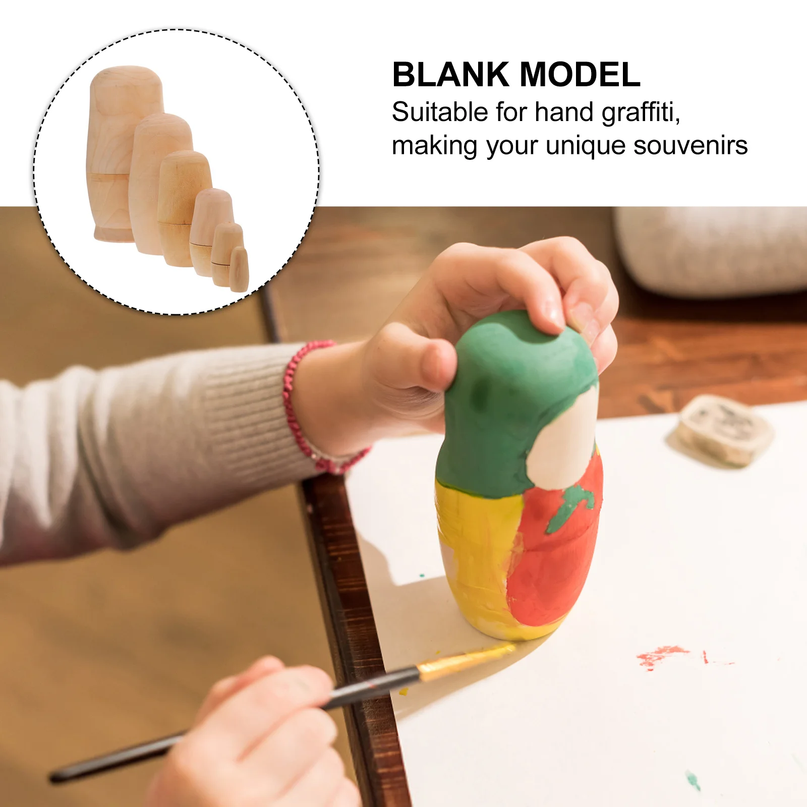 1세트 러시아식 네스팅 우드 DIY 블랭크 세트 그래피티 공예 어린이 및 성인용 페인팅 프로젝트 홈 오피스 장식