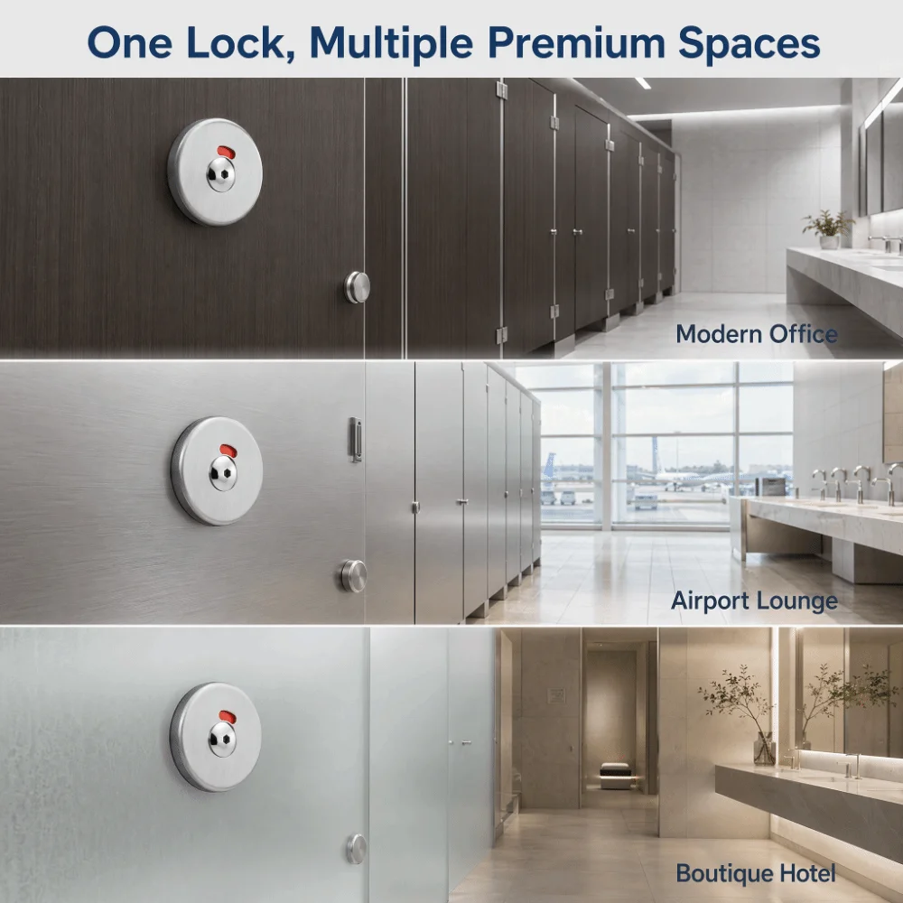 Durable Stainless Steel Latch Lock Keyless Silver Privacy Door Lock Indicating Door Lock Restroom