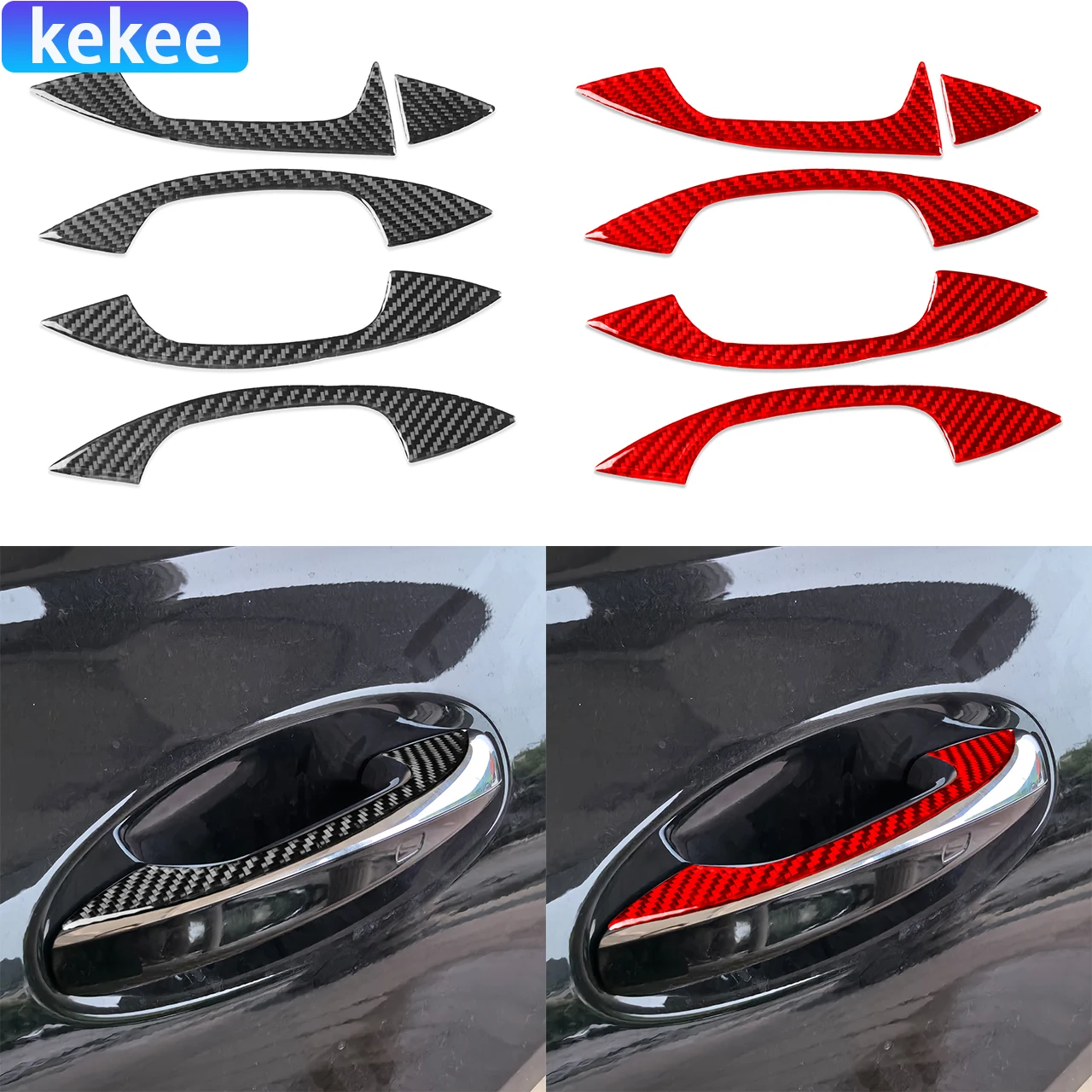 

For Mercedes Benz GLE W167 Accessories 2019-2024 Door Handle Decal Trim Real Carbon Fiber Cover Stickers Car Interior