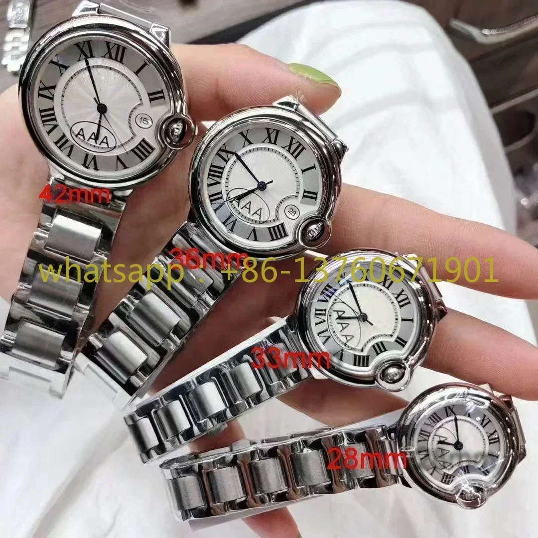 Jam tangan kuarsa balon Pria Wanita mewah jam tangan baja tahan karat modis putih biru 28mm 36mm