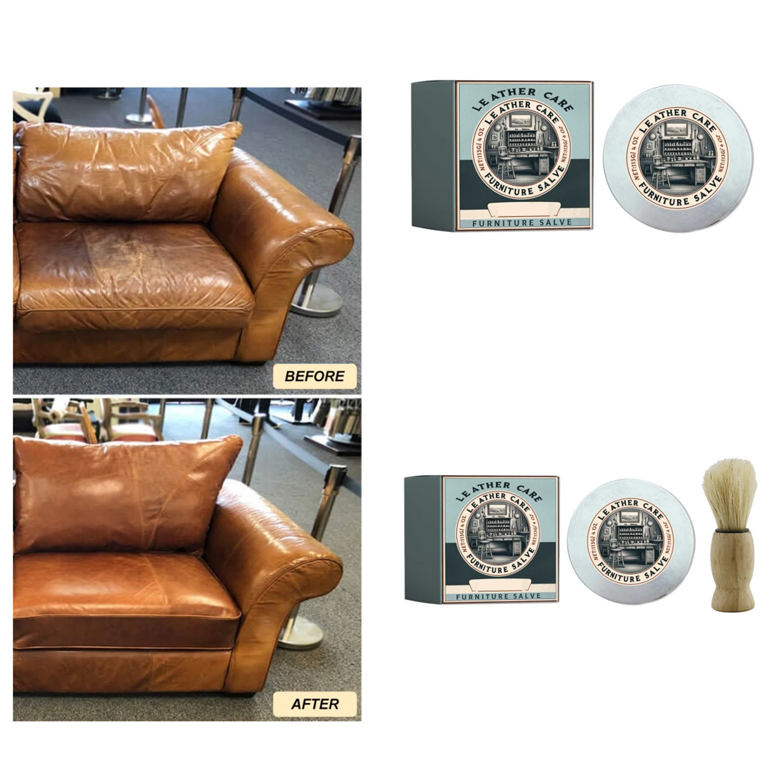 Car Leather Refurbishing Cream Improve Overall Texture Smoother Surface Suitable for Car Interiors Accessory