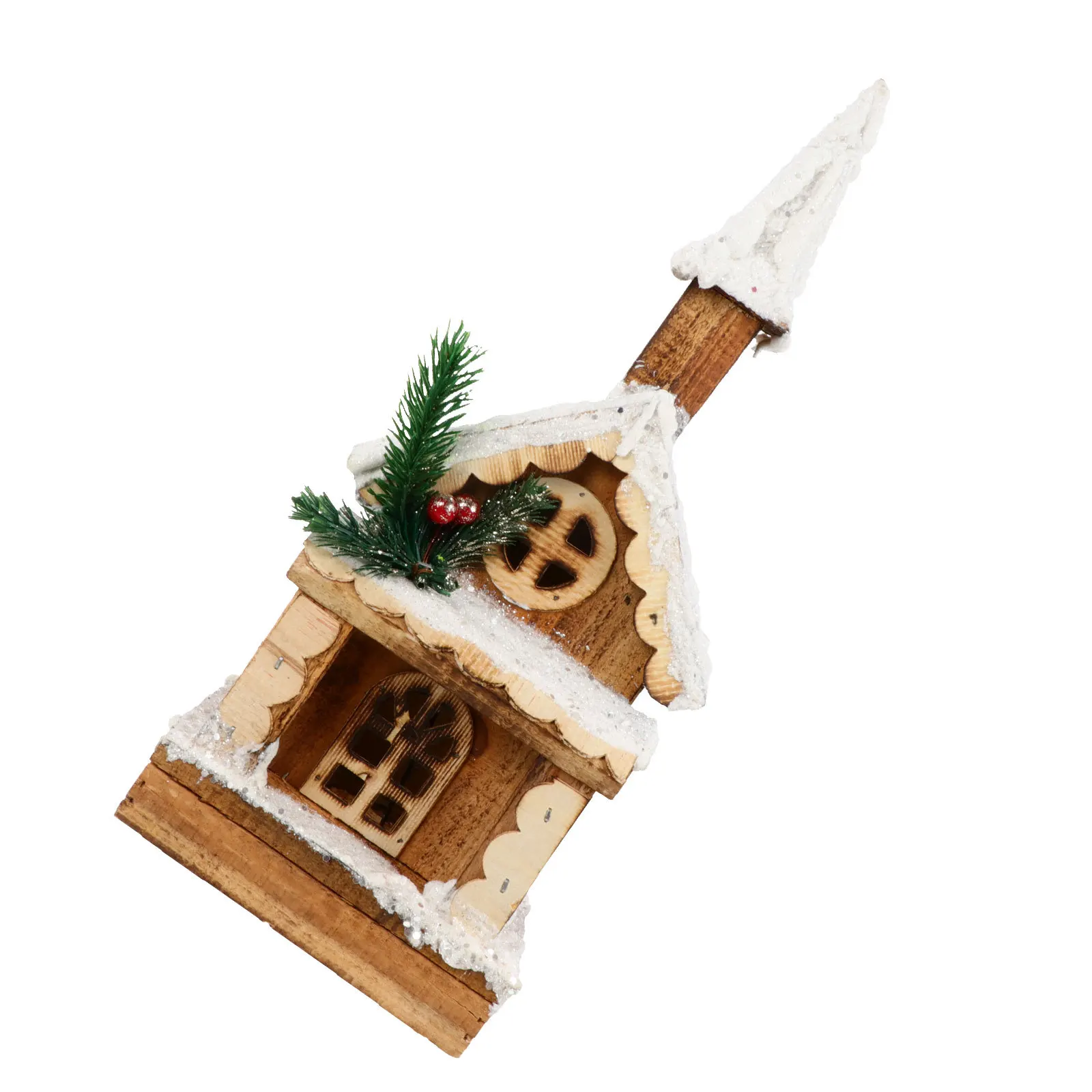 

1Pcs Christmas Wood House Decor Luminous Xmas Ornament Night Light Wooden Eco-Friendly Decoration for Home and Party