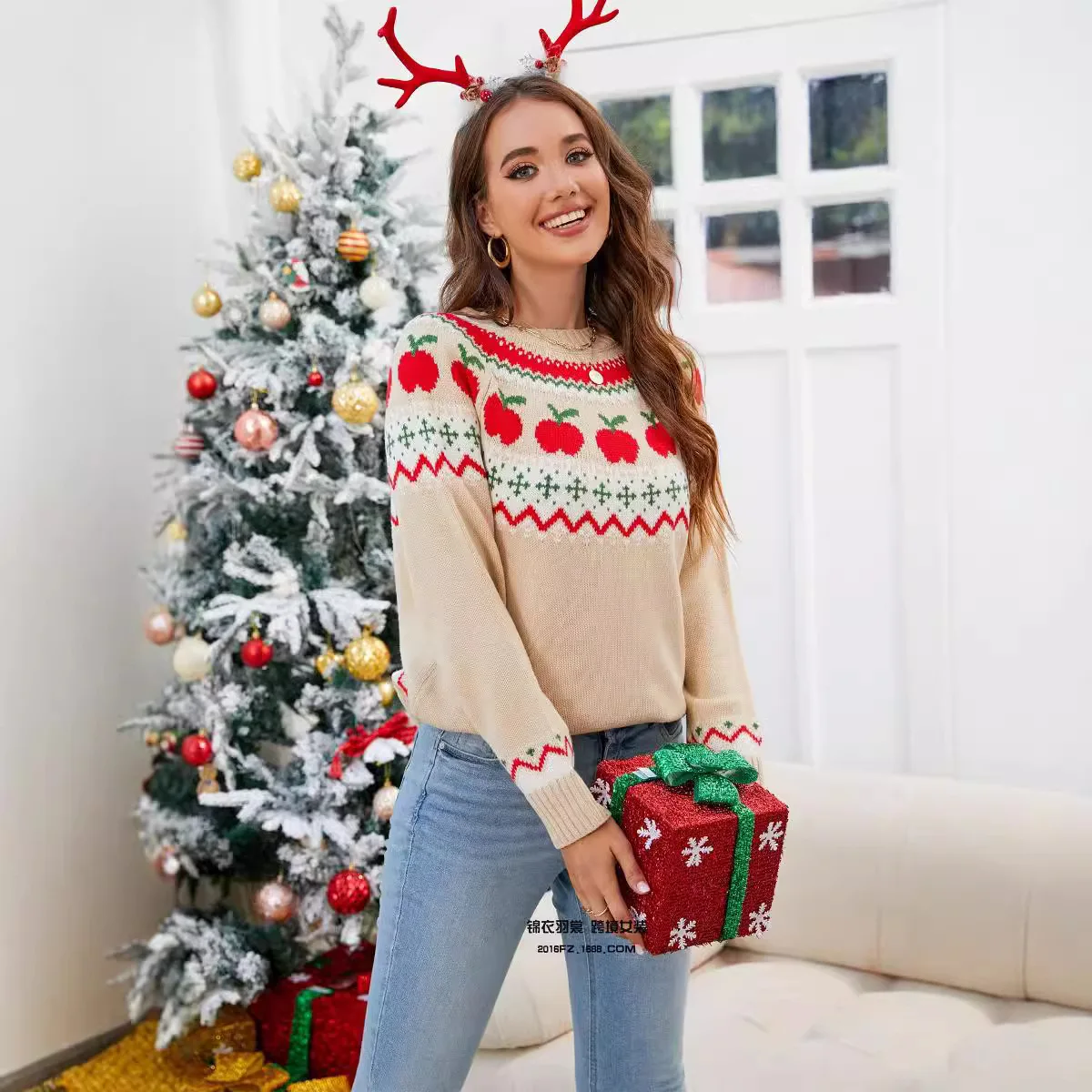 الشتاء Roupas الأنثوية Maglione Da Donna موضة مطبوعة الجولة الرقبة طويلة الأكمام فضفاضة ومريحة سترة سحب Automne فام