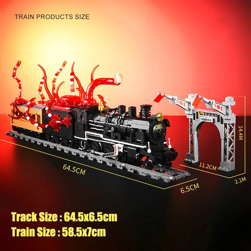 Cidade moc 1760 pçs clássico retro trem a vapor modelo blocos de construção kit diy pista ferroviária monstro trem tijolos brinquedos para crianças presentes
