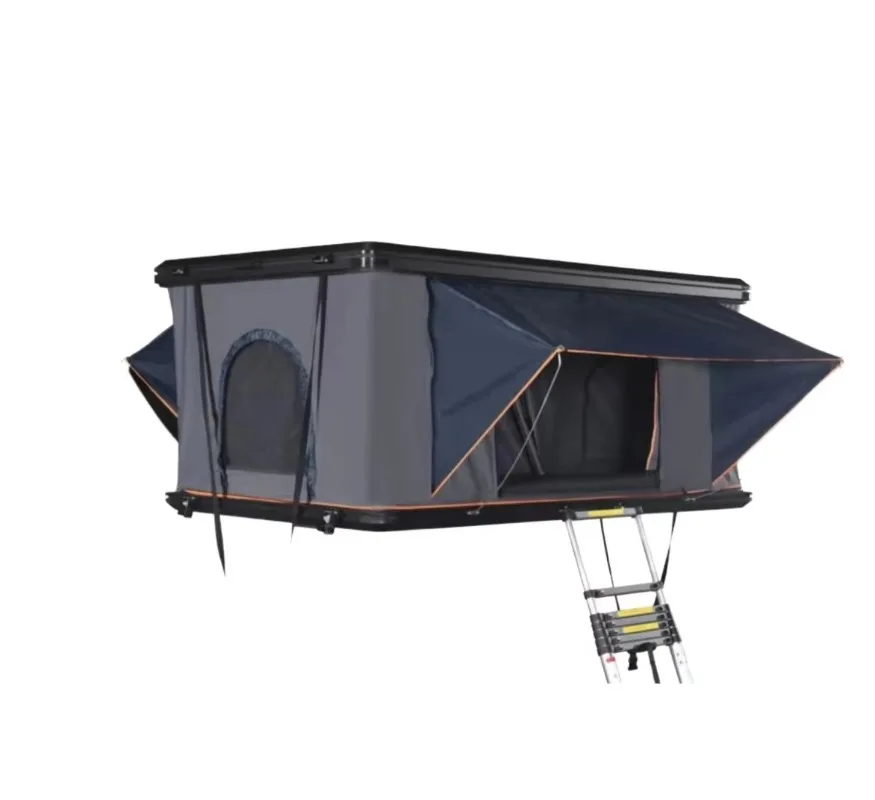 Full Aluminum Black Hard Shell Vertical Pop up Rooftop 280g Polycotton Waterproof Car Roof Tent for Suv  Off Road Camping