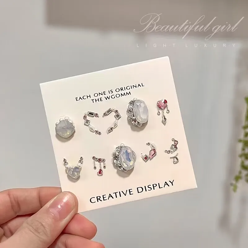 Diamantes de imitación de proteína para uñas, accesorios de decoración de uñas de cristal, rosa brillante, corazón de bricolaje, 1 caja