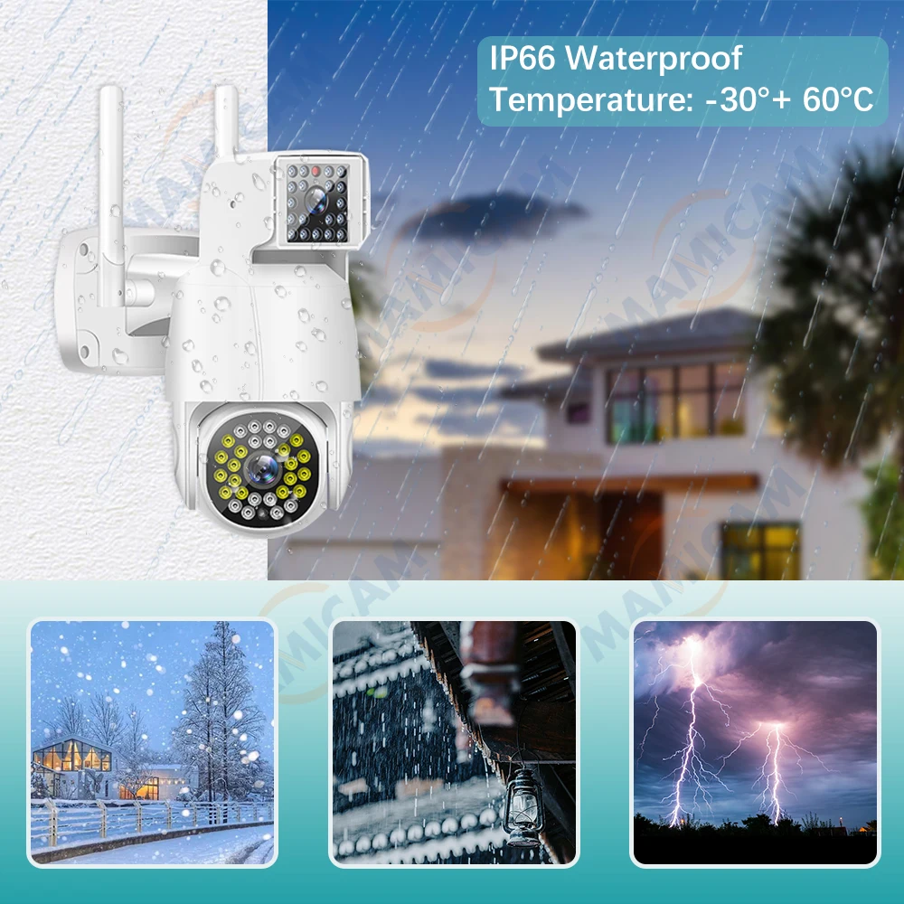 1080P WIFI PTZ Outdoor Security Protection CCTV Surveillance Cameras Video Record Dual Lens Camera 10X Digital Zoom AI Tracking