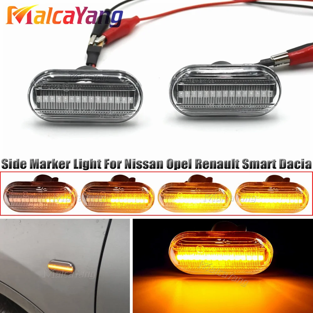 Dynamic LED Turn Signal Side Marker Light For Dacia Duster Dokker Lodgy Renault Megane 1 Clio1 2 KANGOO ESPACE Smart Fortwo 453