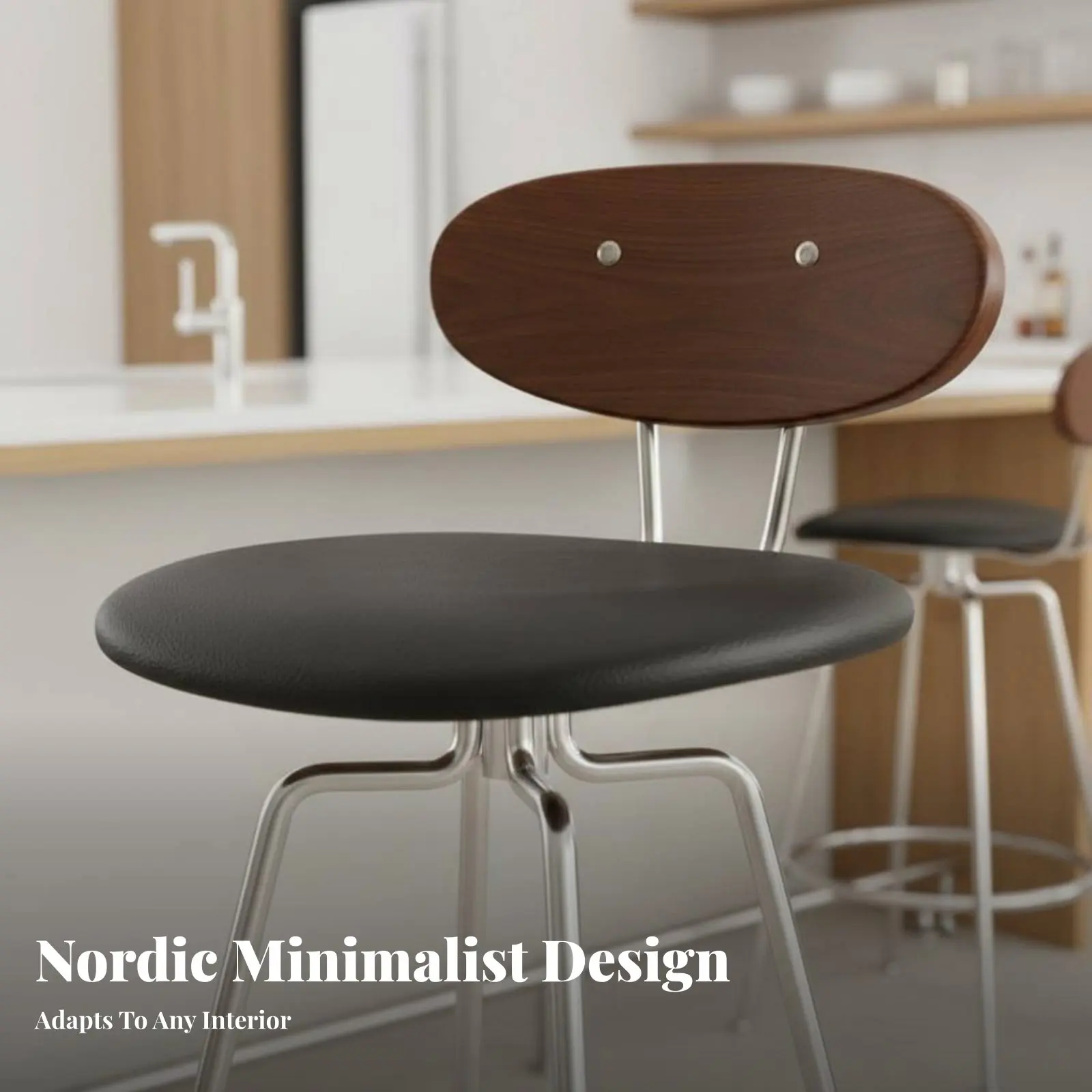 

Wooden Seat High Chair With spinerest Bar Stool Vintage Look Minimalist Design for Homeowners, Kitchen