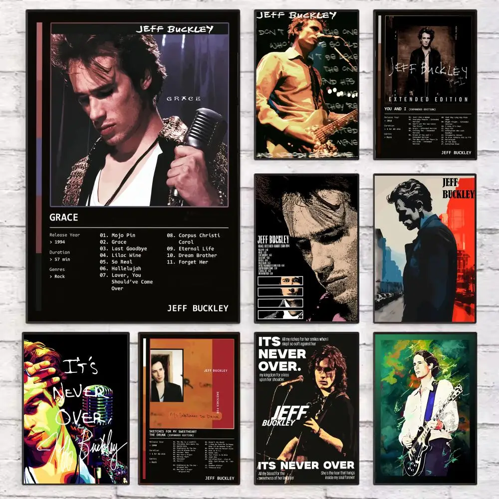 

J-jeff B-Buckley Singer Poster Wall Art Sticky for Living Room Bedroom Office Hallway Bar Home Decor Gift Idea