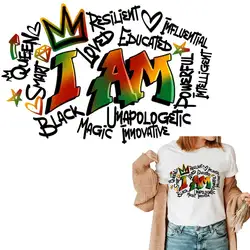 Juneteenth Woman Iron-on Transfer For Clothing DIY A-Level Washable T-shirts Thermal Stickers I Am Black Woman Patches Appliqued