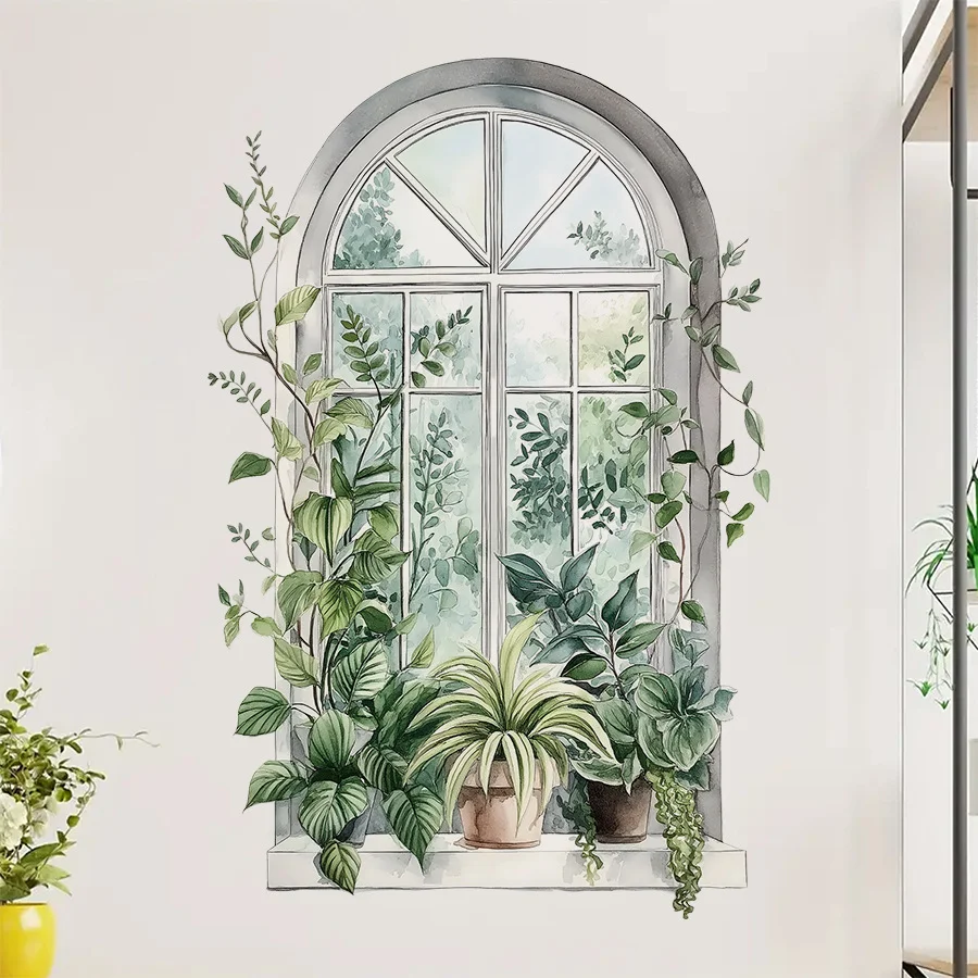 

Garden Wall Sticker For Children Green Plants Windows PVC Room Decor Sticker Home Decoration Accessories Self-Adhesive Wallpaper