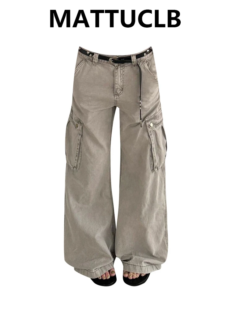 

2025 Autumn Winter Women's American Retro Denim Cargo Pants Y2K 2000s Baggy Jean Japanese Harajuku Men Wide Fit High Quality New
