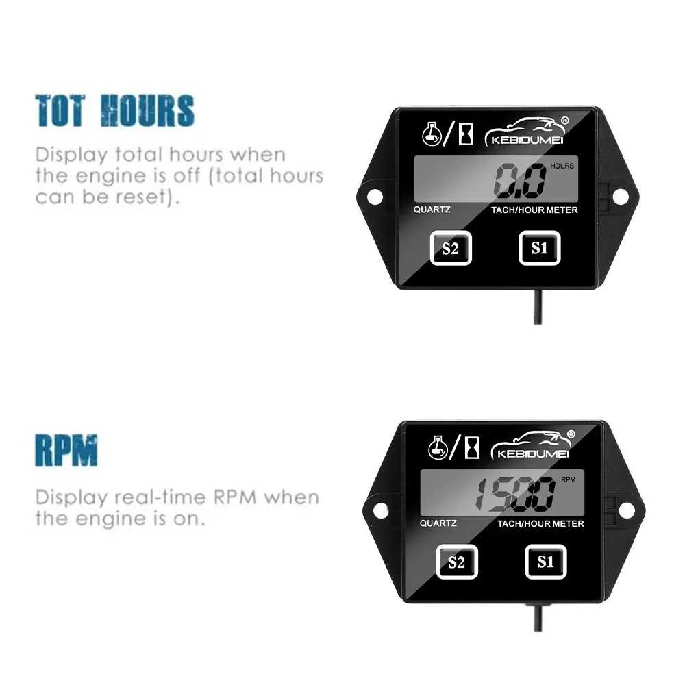 Newest Digital Engine Tach Tachometer Hour Meter Gauge Inductive Display For Motorcycle Motor Marine chainsaw pit bike Boat