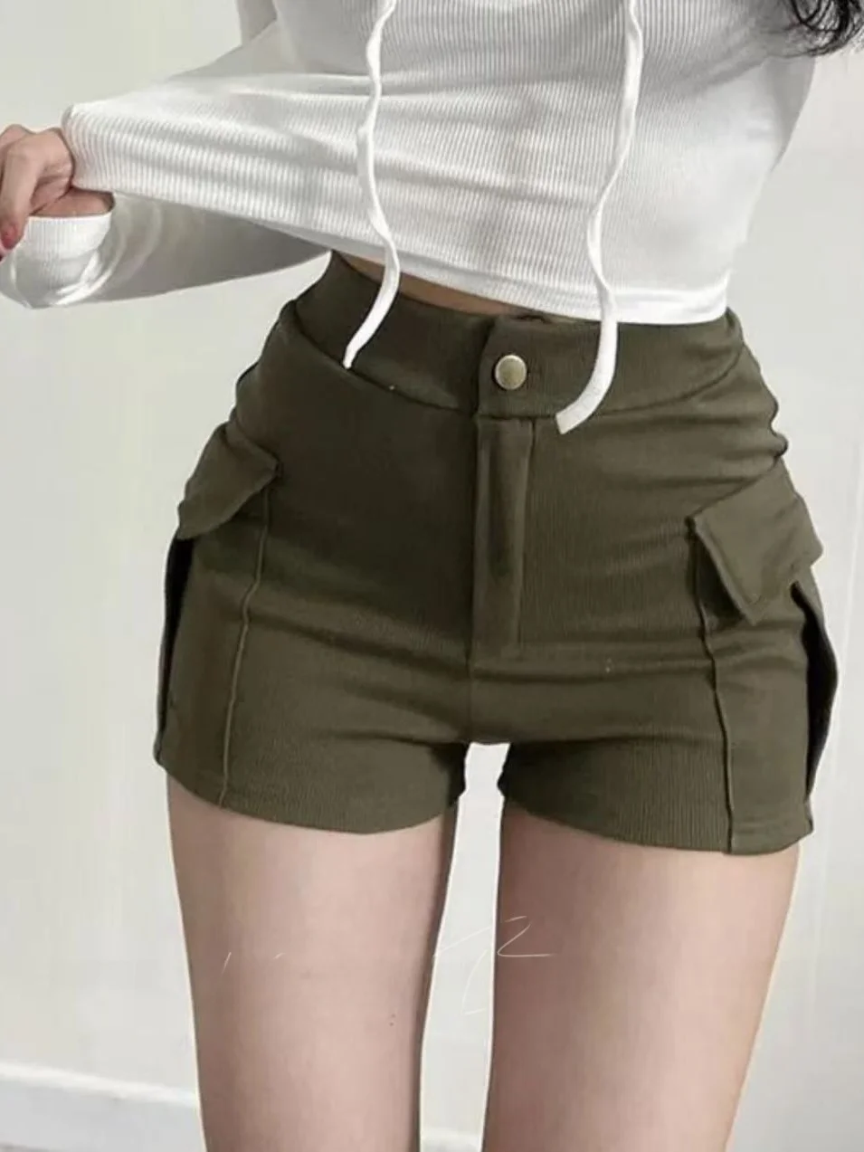 

High Waist Flared Hip Women's Jeans orts Double ket Slimming Sexy Tight Hot Pants Workwear Trendy Summer orts