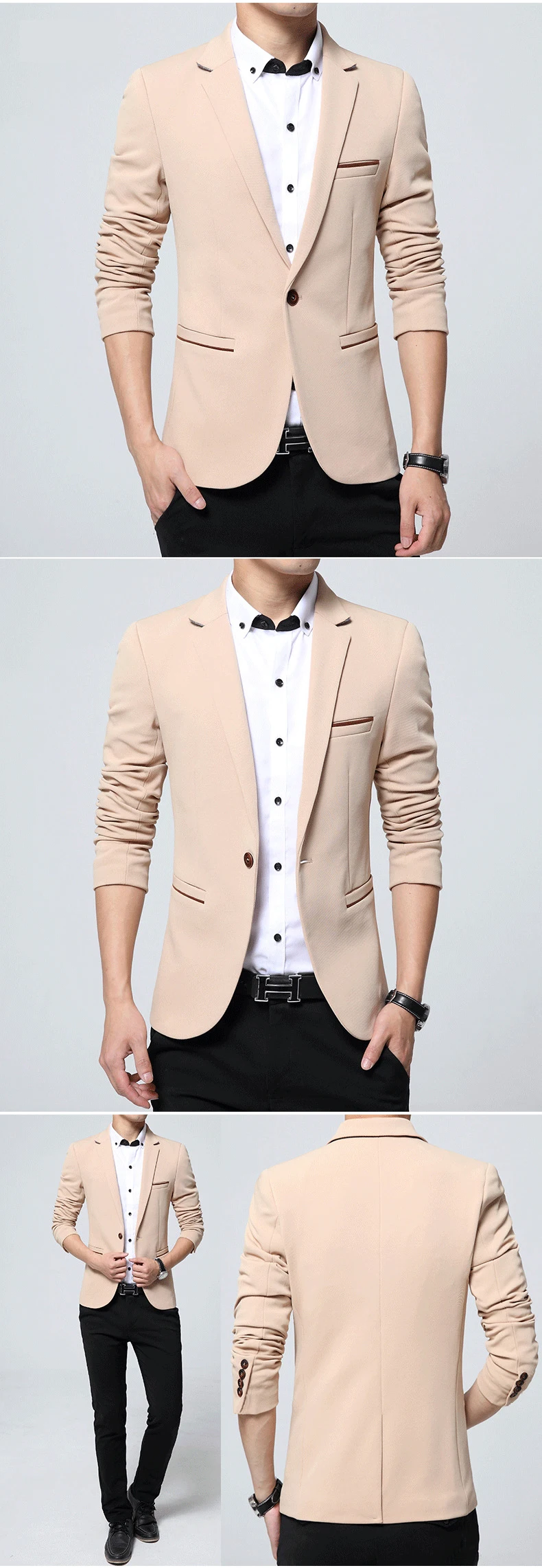 Männer Smart Casual Anzug Blazer Slim Fit Sport Mantel Mode Formale Kleid Bräutigam Ehe Anzug Mantel Frühling Herbst Outwear – Detail 5