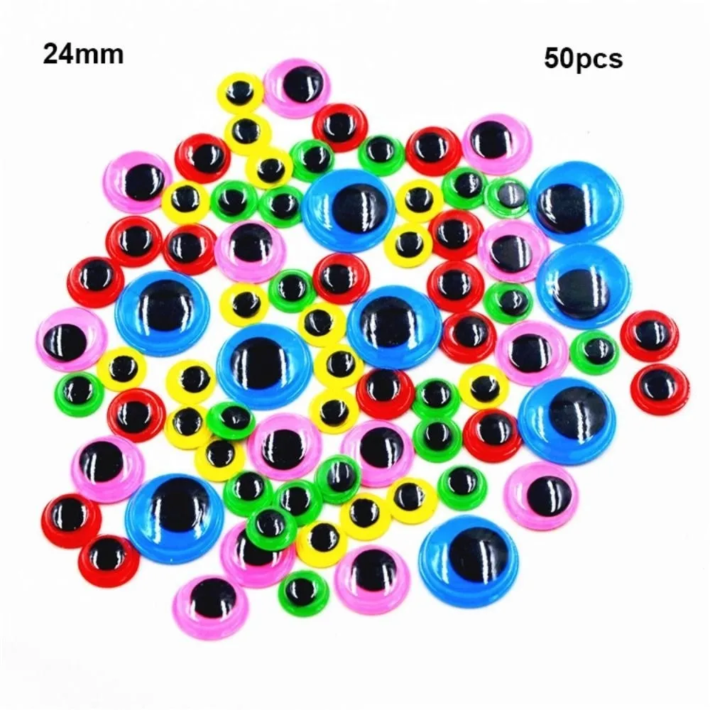 50/100pcs 3D Dolls Activity Eyes Plastic 6/8/10/12/15/18/20/24mm Colorful Activity Eyeballs DIY Handmade With Adhesive Backed