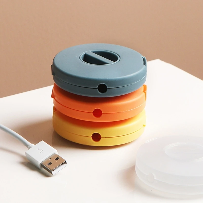 Round Wire Winder Box Portable Multifunctional Data Cable Storage Case Cable Container USB Charger Holder Wire Management Box