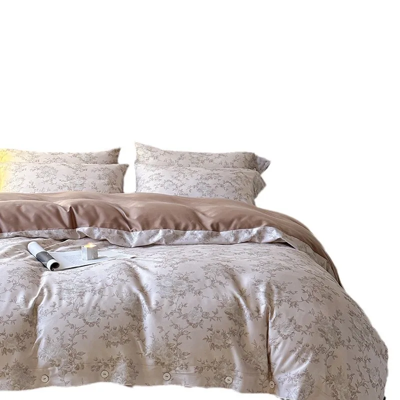 مجموعة أربع قطع فاخرة من قطن ايوسل 100 قابلة للتخصيص، شمعية ناعمة وصديقة للبشرة