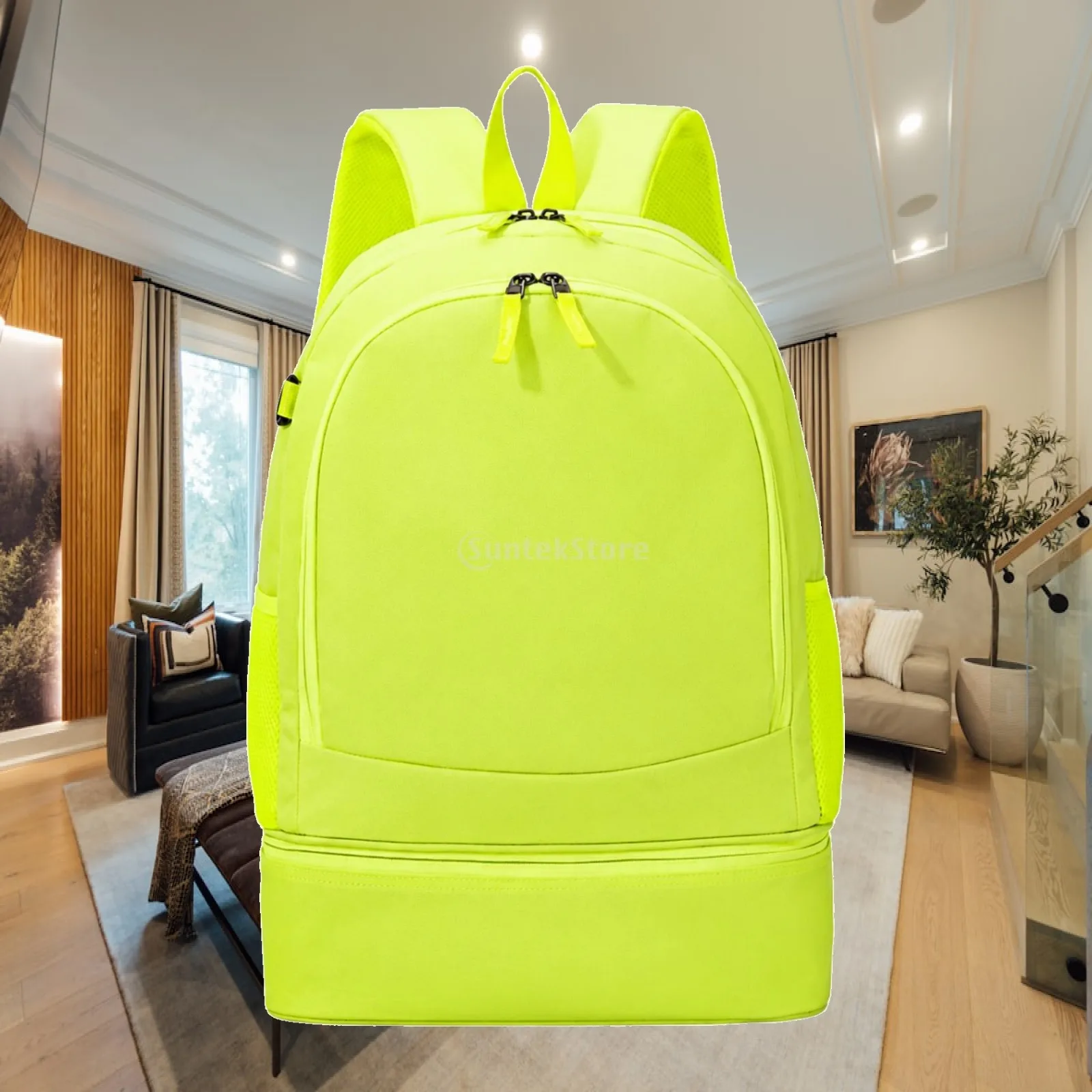 Active Youth Sports Bag for School Training Trips with Structured Rectangular Shape Double Zipper and Breathable Mesh Pockets