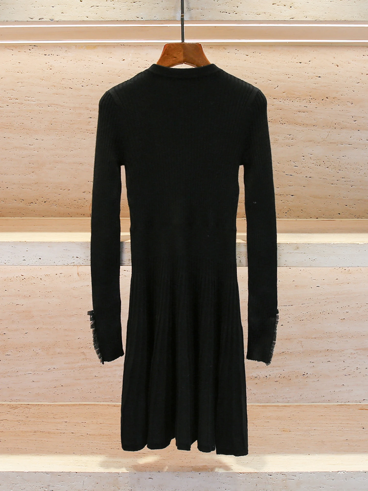 Haut de gamme tricoté Dr femmes taille haute perles lourdes conception Sensation jupe trapèze longue Sve ronde Ne confortable Brea...