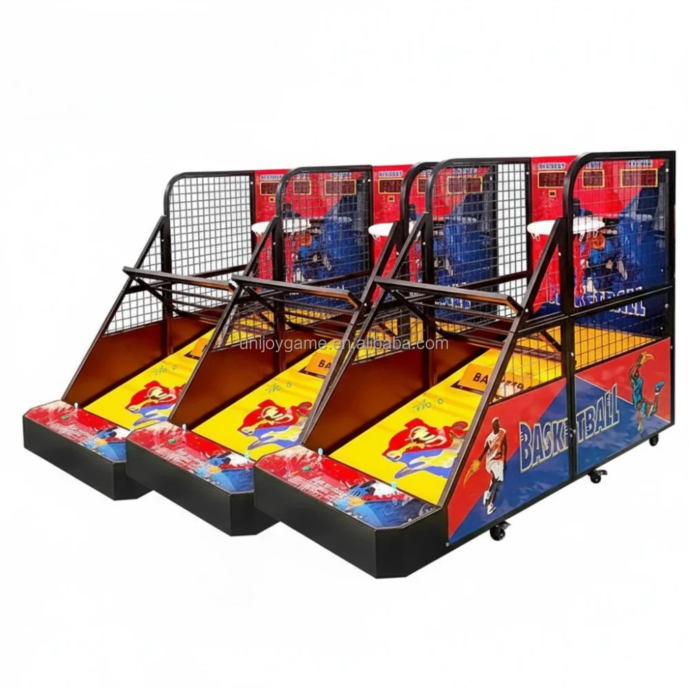 Coin Operated Arcade Basketball Game Machine, Supports 1 or 2 Players for Game Centers and Amusement Parks