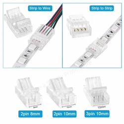 2/3/4/5/6 Pin Solderless Connector 8mm 10mm For Led Strip Single Color/RGB/WS2811 Neon Light Quick Connectors Pins Accessories