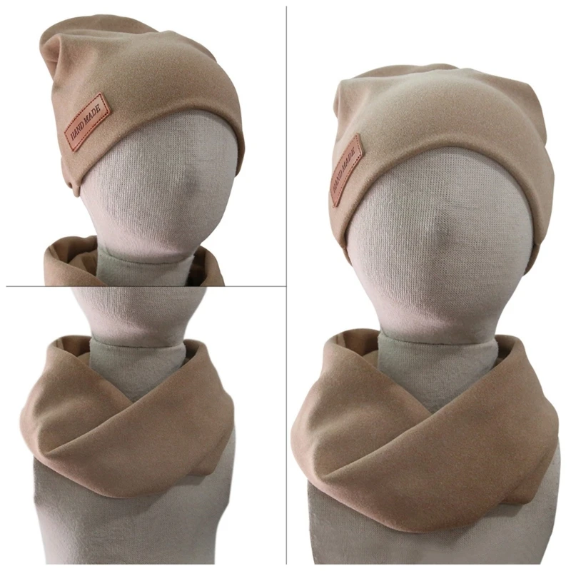 Sombrero de cachemir de imitación con bufanda para niños, conjunto de gorro con pañuelo para el cuello, lindo y práctico, Color sólido, cómodo, regalo para recién nacidos