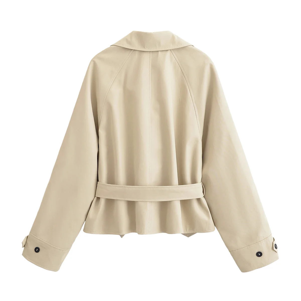 RARA2025 صيف جديد للمرأة عارضة أزياء بسيطة التنقل مع حزام طويلة الأكمام التلبيب سترة واقية قصيرة