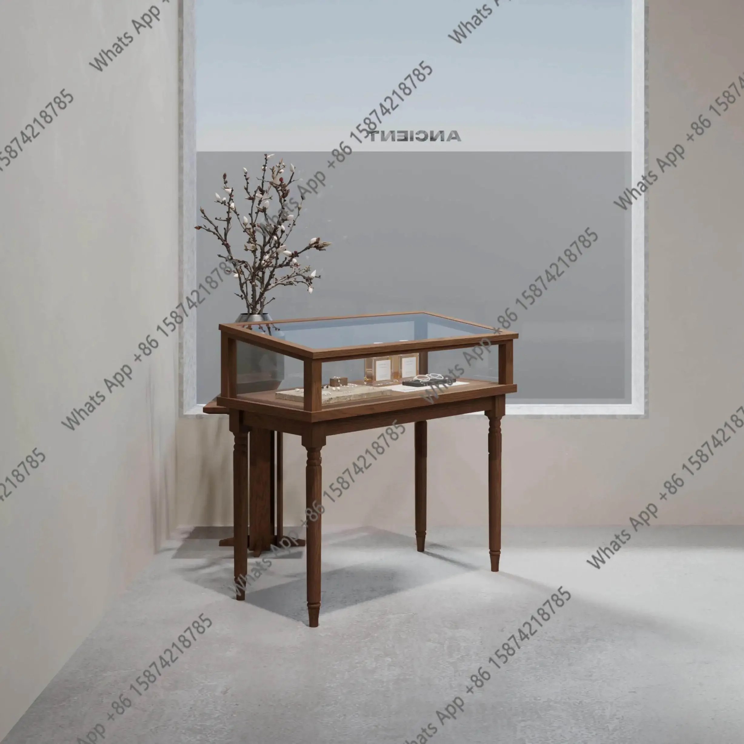 ZL Solid wood jewelry cabinets jewelry island flowing water cabinets antique jade display window sample display cabinets