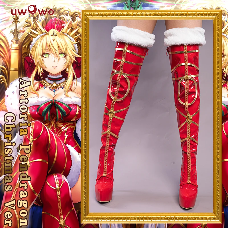 Exclusive Authorization UWOWO X Sakiyamama FGO Fanart Artoria Pendragon Christmas Ver. Cosplay Shoes