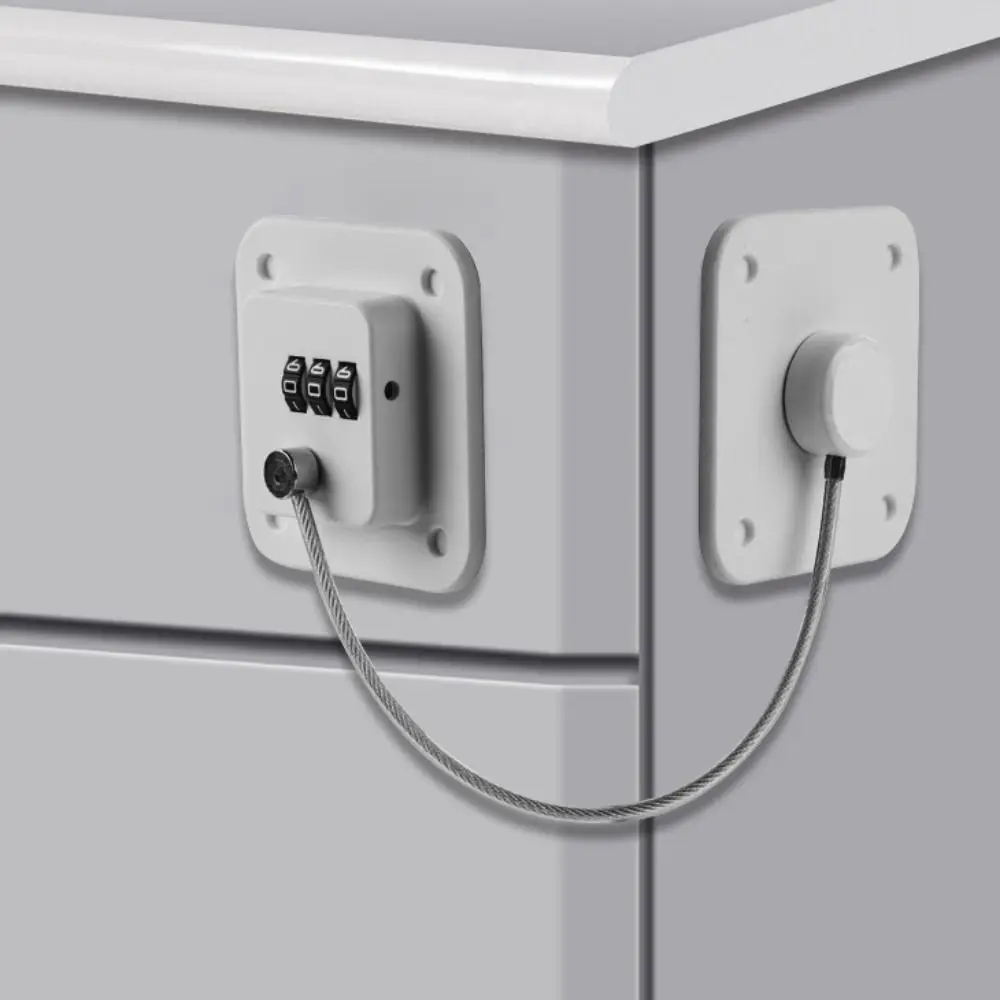 الصلبة 3 أرقام نافذة قفل بكلمة مرور لا اللكم مع لاصق قفل أمان الطفل أسود/أبيض ABS مشفرة قفل خزانة #5