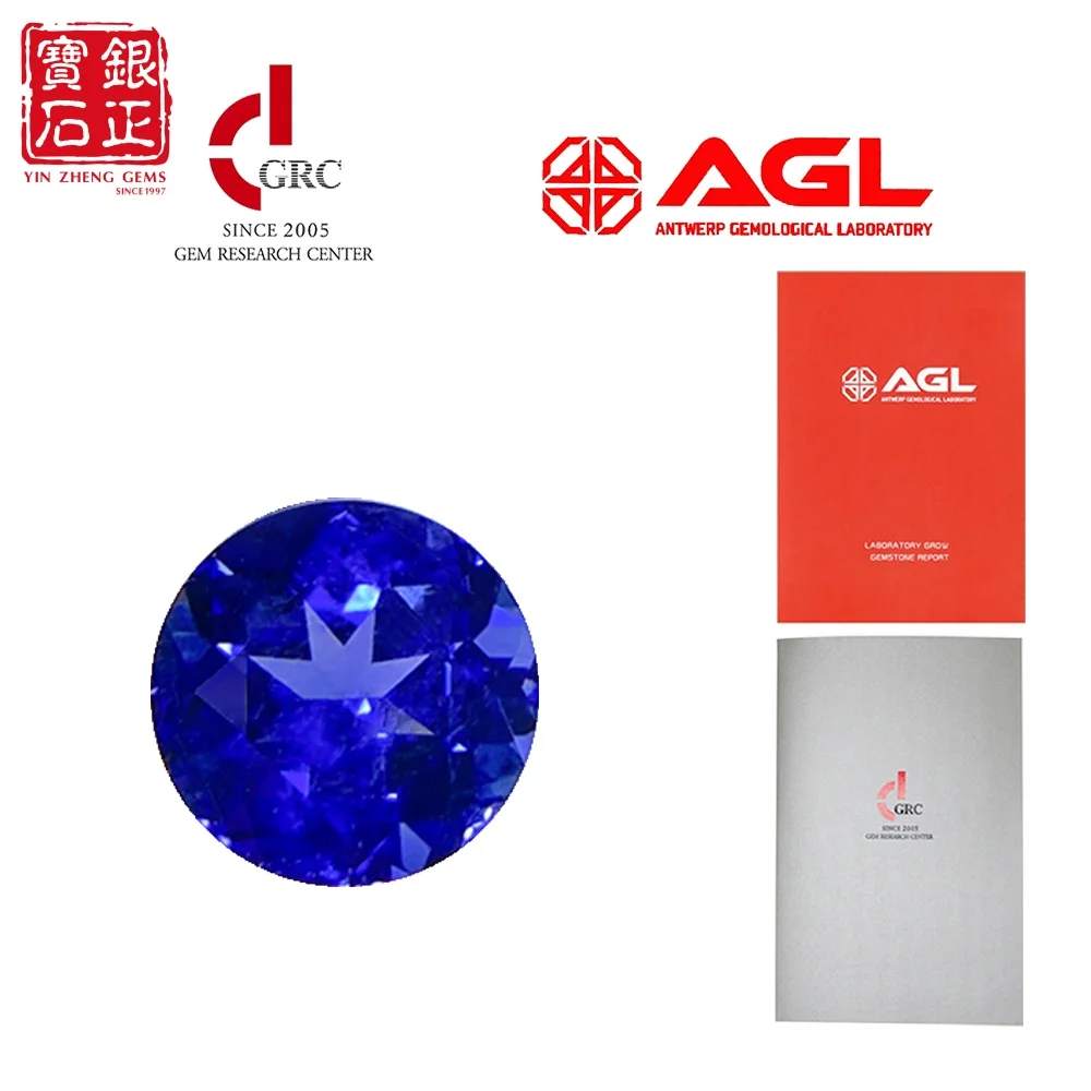 

Hot Selling Lab-Grown Royal Blue Sapphire Czochralski Round Cut AGL Certificate Available Loose Gemstone For Jewelry DIY Making