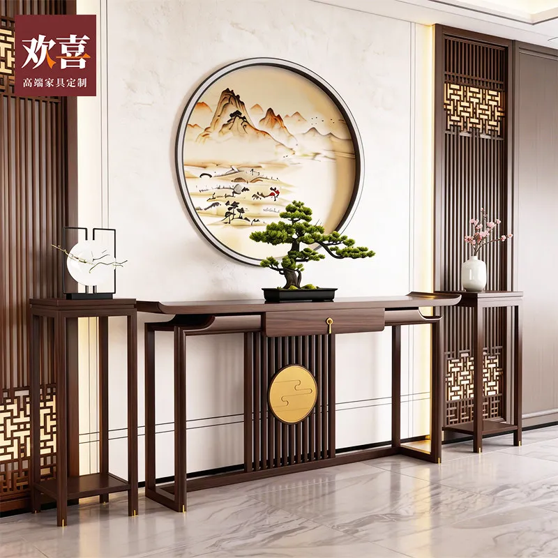 LH1 New Chinese Solid Wood Entrance Buddha Terrace Tablet Offering Table Offering Zen Incense Tablet