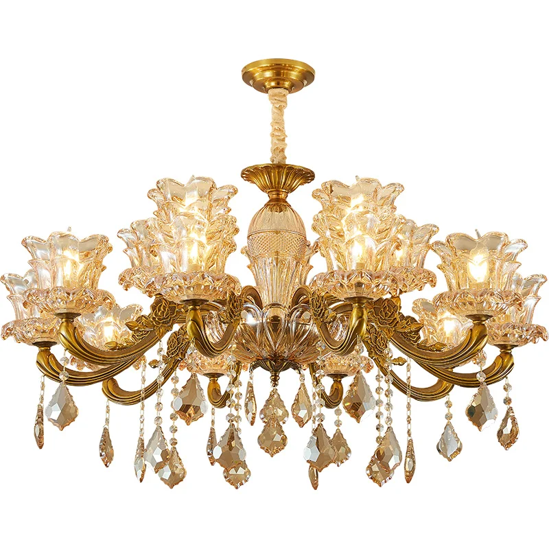 Dining Room Bedroom French Bronze Colour Light Clean/Amber Crystal Optional European Vintage Living Room Crystal Chandelier
