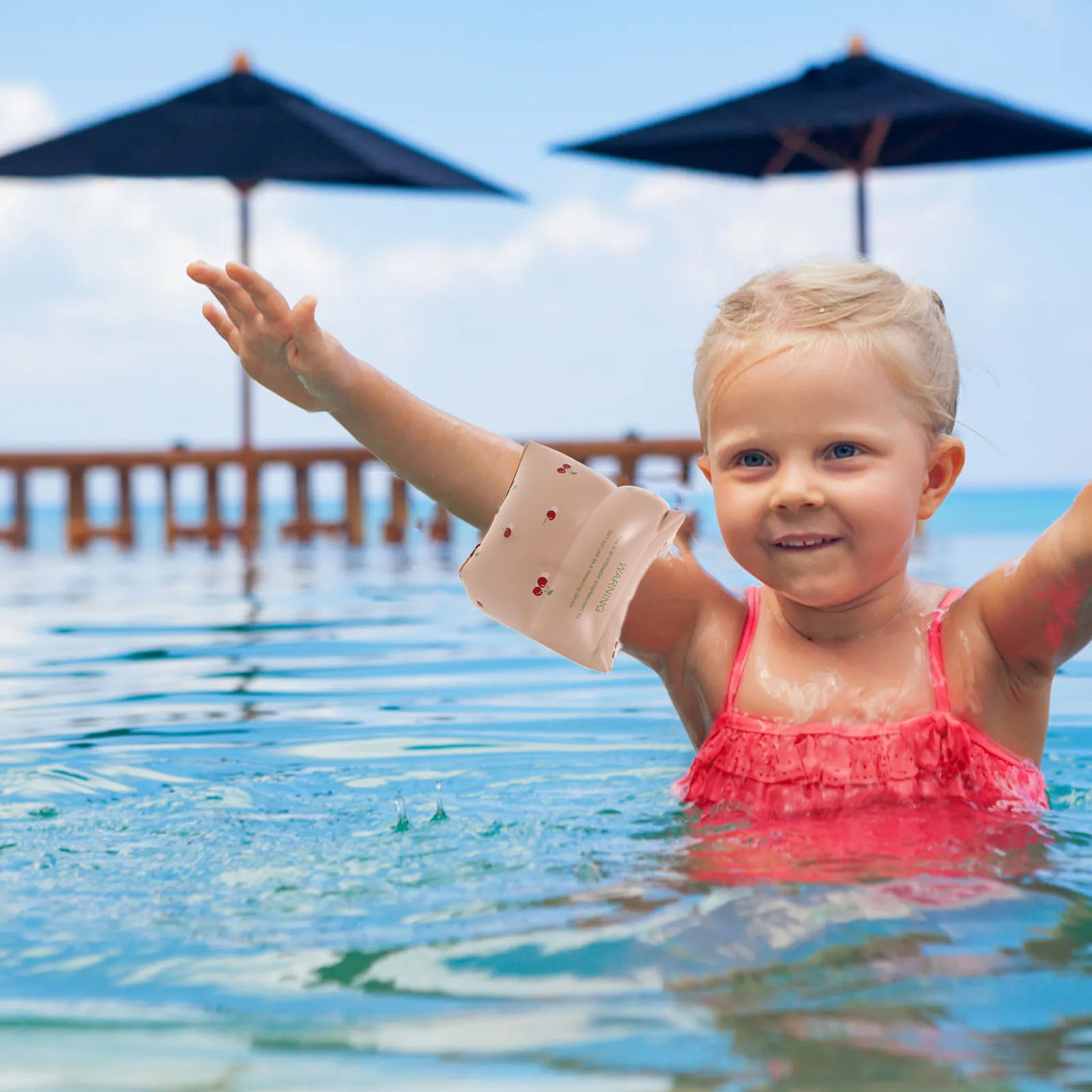 

1Pair Children's Swim Armbands Soft Sturdy Adjustable Floating Arm Floats Fun Water Wings for Swimming Training Swimming Ring