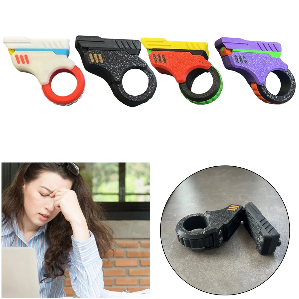 3D Printed Metal Hand Spinner Effective Stress Reduction Office Desk Toys Small Pistol Toys for Anxiety and ADHD Sufferers