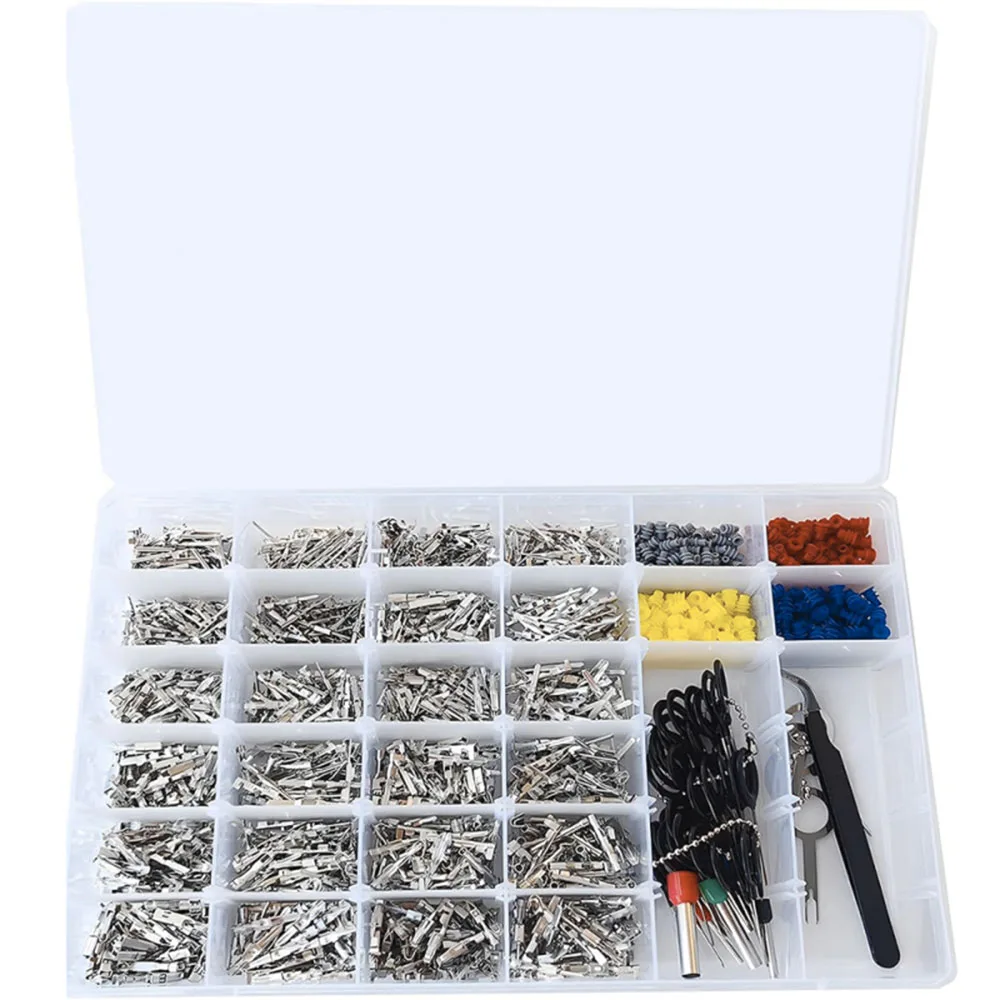24 type connector pin kit crimping pliers 1/1.5/1.8/2.2/2.3/2.8/3.5mm male busbar pins, non insulated wire terminal pin kit.