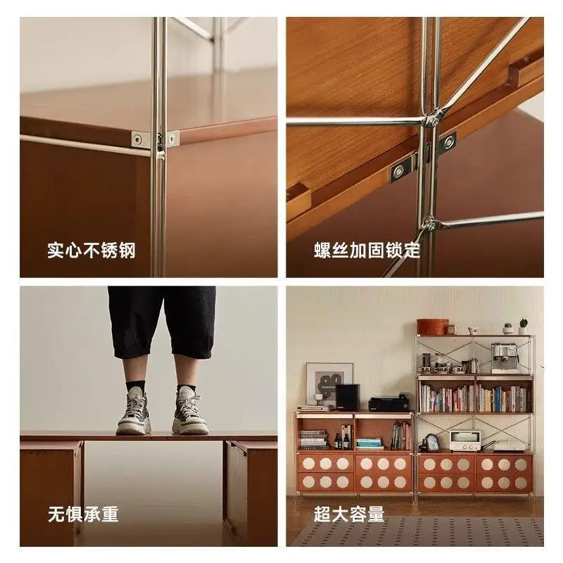Solid wood bookcase living room household floor locker storage cabinet magazine locker