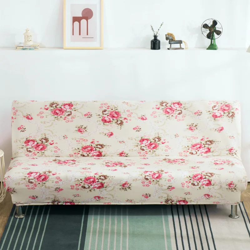 Printed Stripe Stretch Sofa Bed Slipcover Full Cover Elastic Futon Protector No-Armrest Folding Sofas Cm Size Options Custom