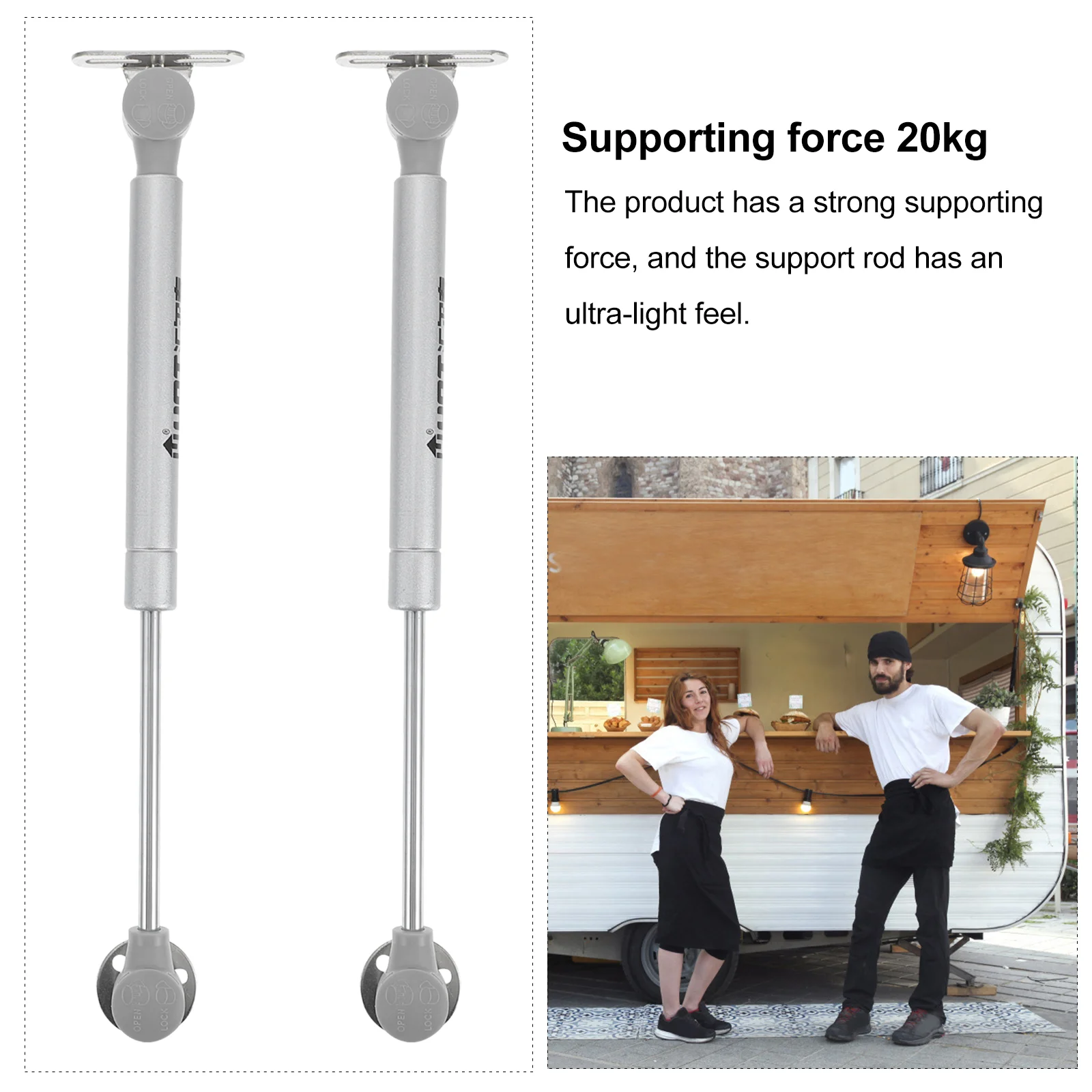 Gas Spring Strut Hydraulic Support Rod Kitchen Cabinet Hinges Pressure Silver Cold Rolled Steel