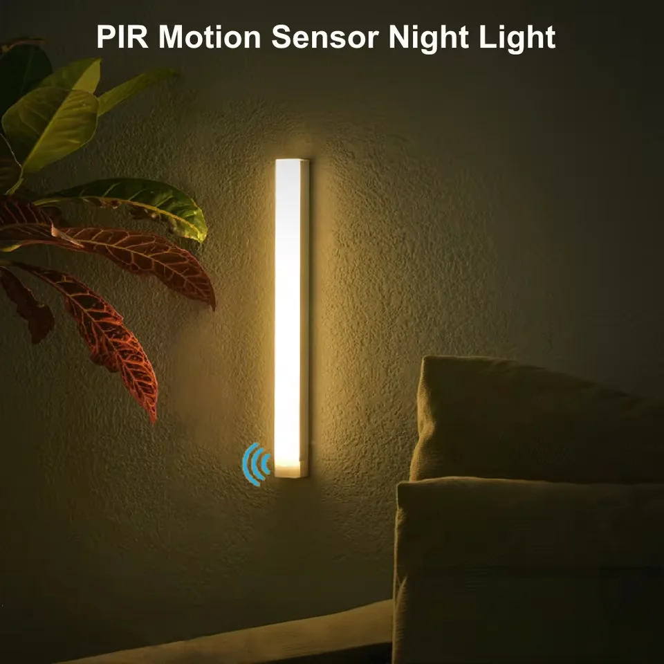 30cm Motion Sensor LED Night Light USB Type-C Rechargeable Detector Cabinet Bar Lamp for Kitchen Wardrobe Bedside Wall