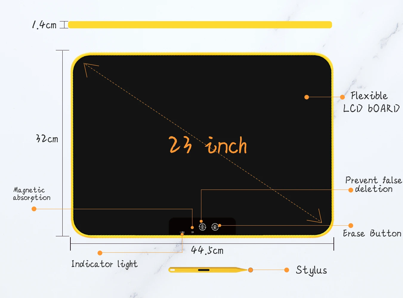 23 Inch Rechargeable LCD Screen Writing Tablet Electronic Drawing Board Colorful Handwriting Pad Children\'s Toys Business & Home