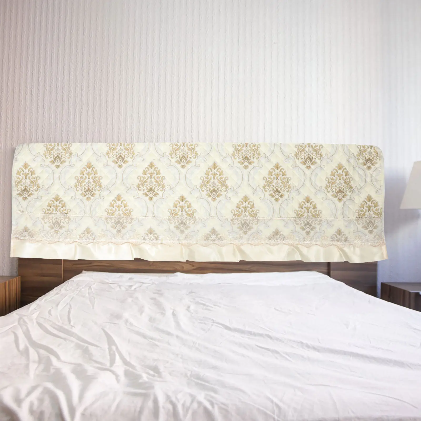 Headboard Cover for 1.8m Bed Thickened Quilted Cotton Padding Stretch Elastic Snug Fit Dustproof King Size Bedroom Slipcover