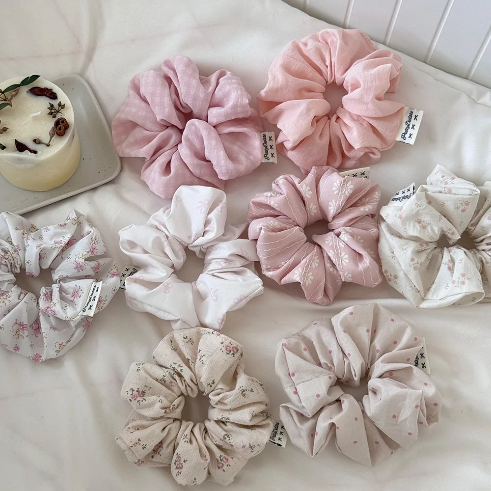 

2025 New Floral Fabric Scrunchies For Girls Ponytail Holder Tie Hair Hoop Scrunchy Rubber Band Women Hair Accessories