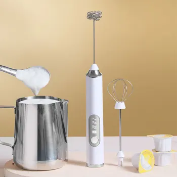 แบบพกพาชาร์จไฟฟ้า Frother นมโฟม Maker มือถือ Foamer ความเร็วสูงเครื่องดื่มผสมกาแฟ Frothing Wand whisk