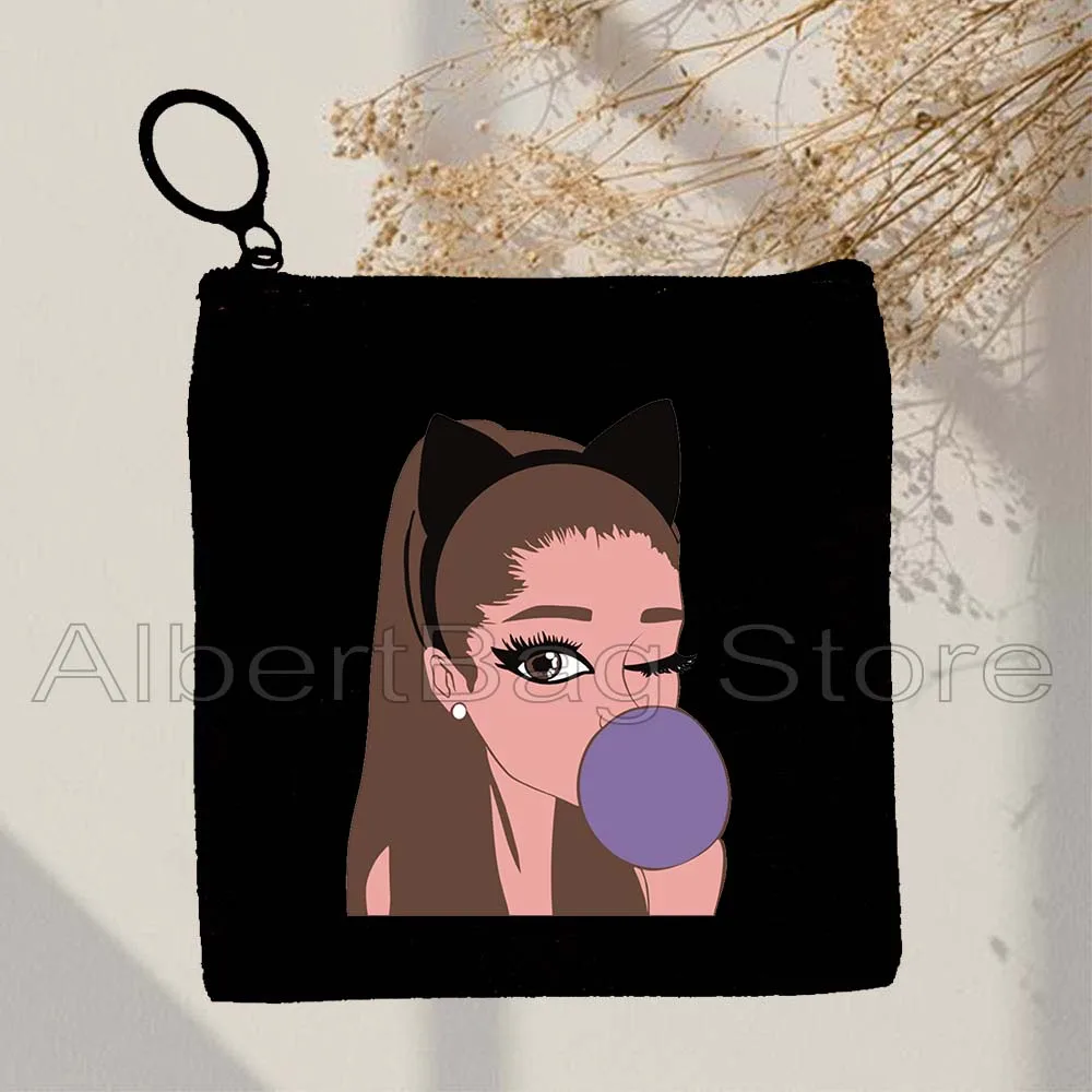 Love Ariana Grande Music Singer Artist Poster Fan Cute Gift Canvas Coin Purse Bag Small Square Key Storage Card Bag Wallet Pouch